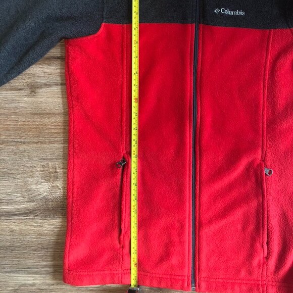 Columbia Red/Gray Fleece Long Sleeve Zip Sweater Jacket Kid L (14-16) Women S 36 - Picture 9 of 10